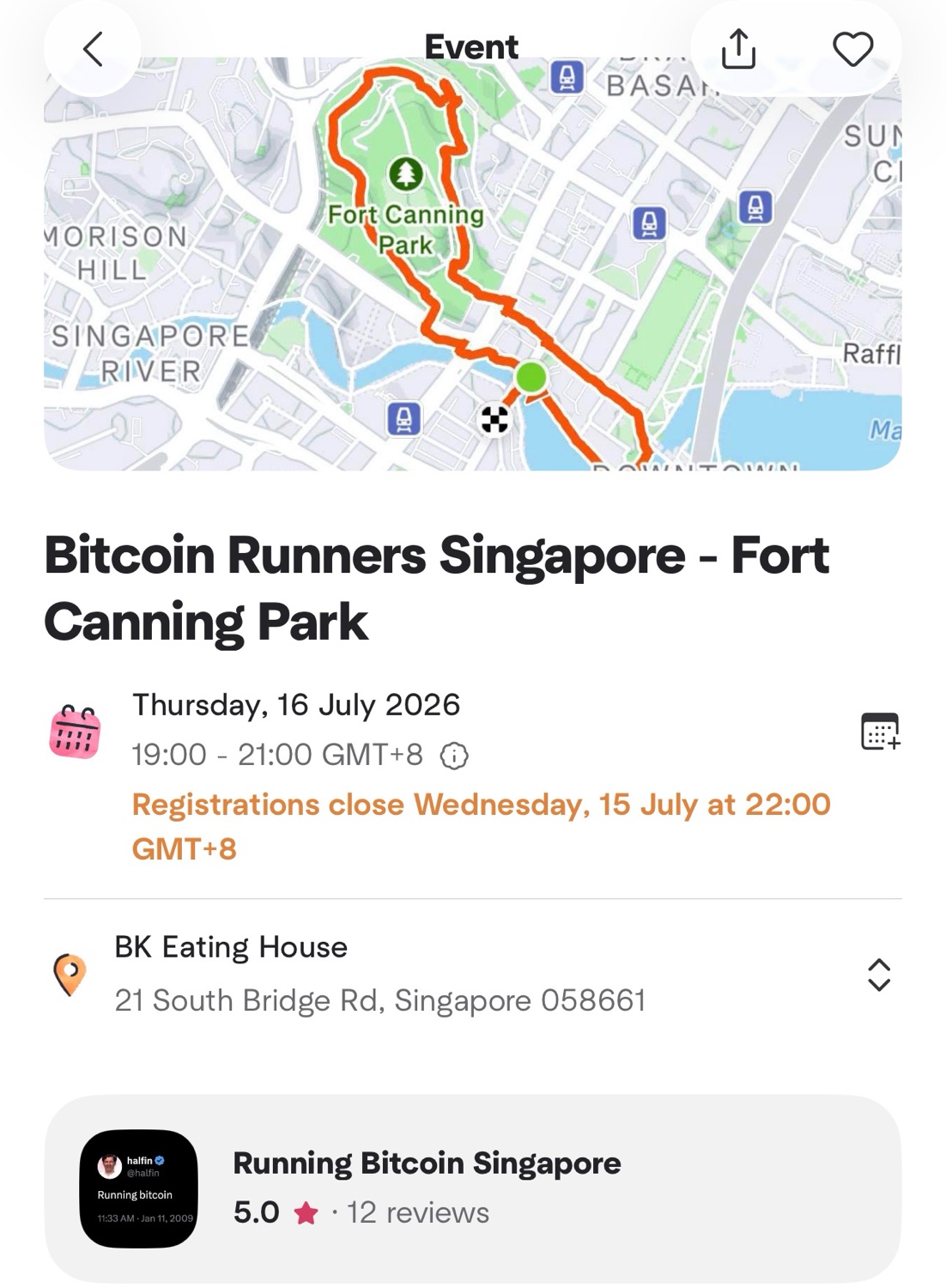 Evening run in Singapore at “ fort canning park “